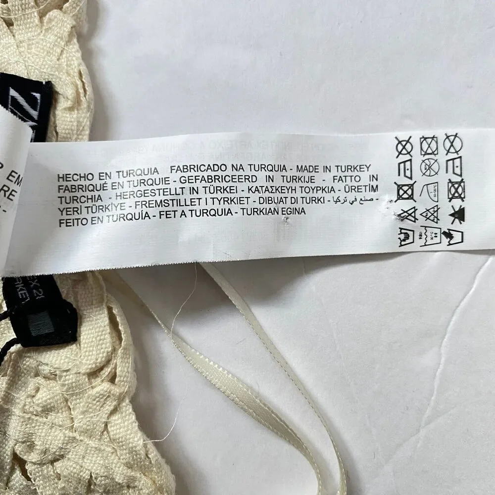 Zara Halter Top Women Size Medium Cream Floral Crochet 100% Cotton Ties NWT - Picture 13 of 15